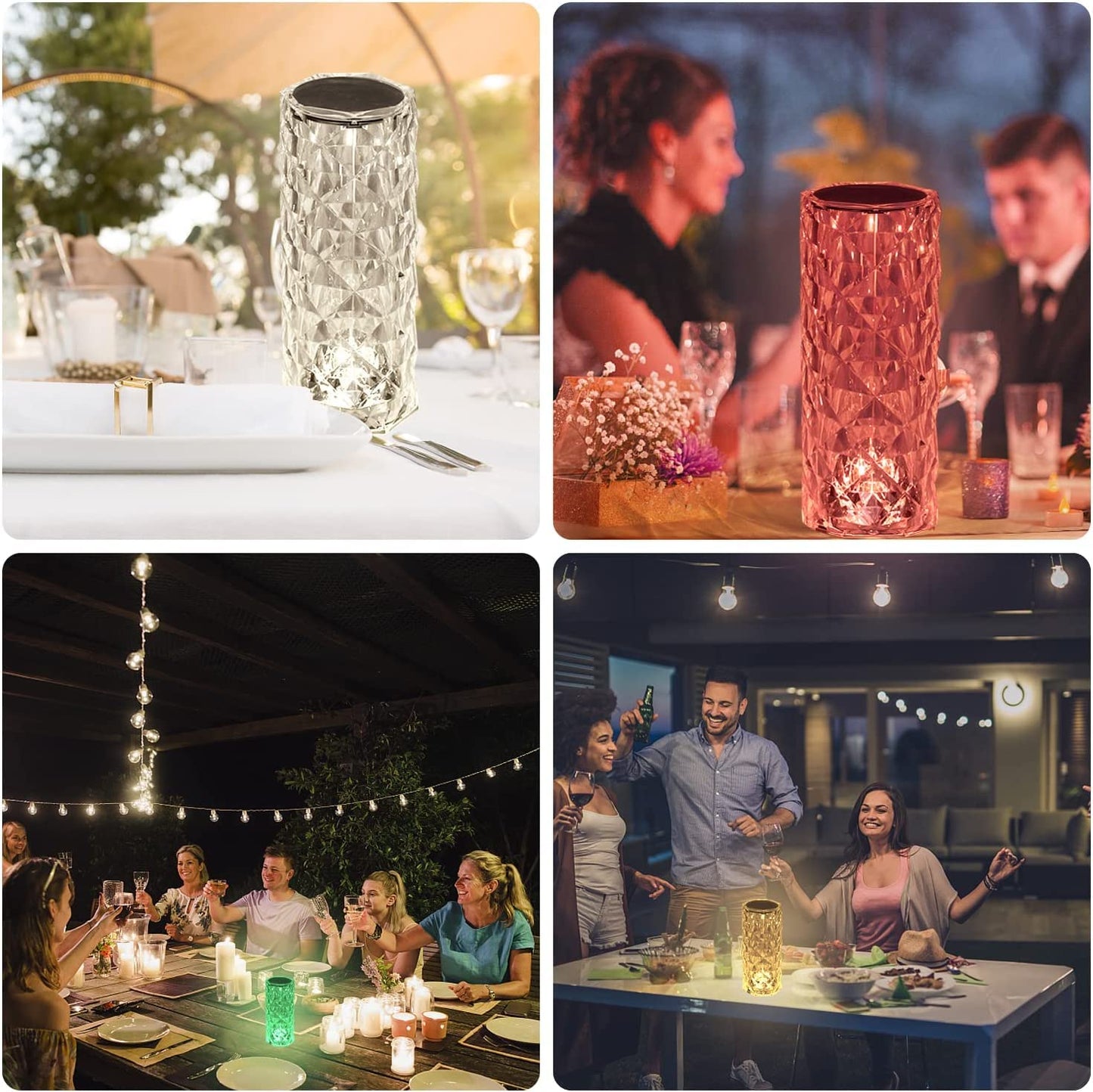 Rose Diamond Table Lamp RGB Atmosphere Light USB Charging Torch Lamp 16 Color.