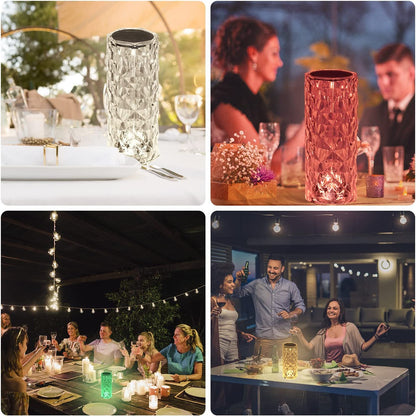 Rose Diamond Table Lamp RGB Atmosphere Light USB Charging Torch Lamp 16 Color.