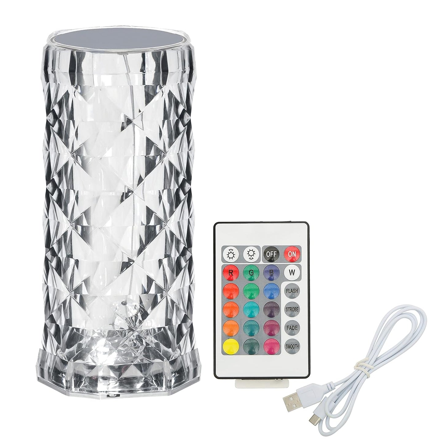 Rose Diamond Table Lamp RGB Atmosphere Light USB Charging Torch Lamp 16 Color.