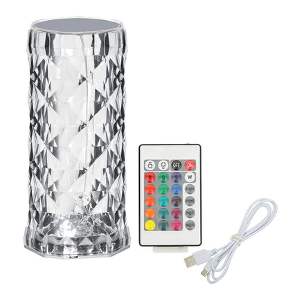 Rose Diamond Table Lamp RGB Atmosphere Light USB Charging Torch Lamp 16 Color.